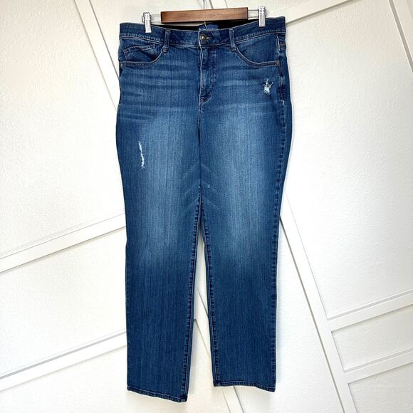 Democracy "Ab" Solution Tapered Straight Leg Jeans High Rise Distress Sz: 14 - Picture 1 of 10